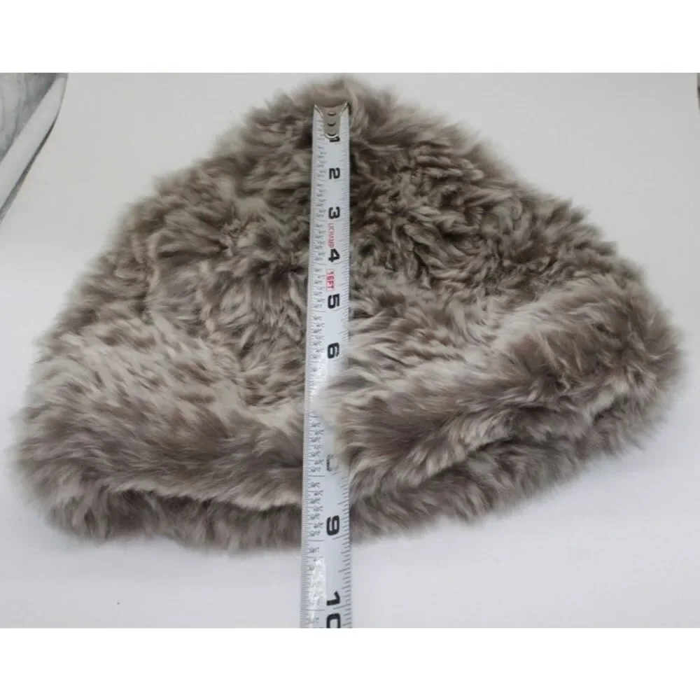Scaasi Hat Beret Womens Medium Gray‎ Fur Fluffy Winter Accessory Chic Soft